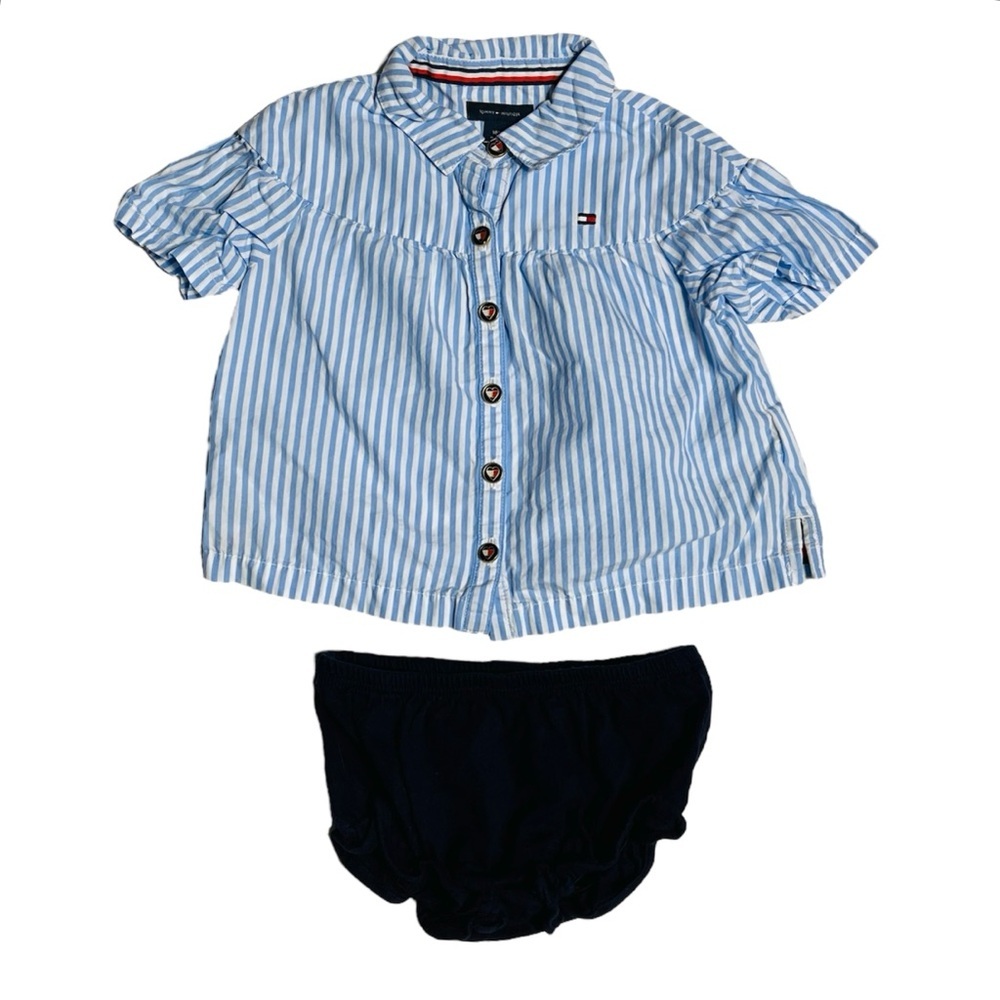 Tommy Hilfiger Blue Striped Shirt with Black‎ Diaper Cover